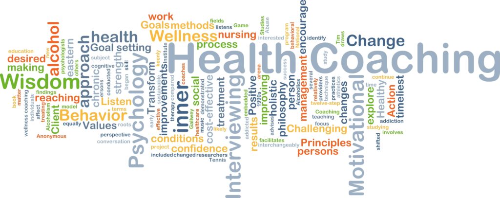 Background concept wordcloud illustration of health coaching